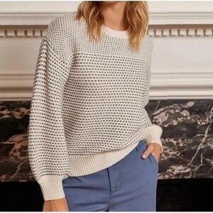 Summersalt The Luxe Mix Sweater Women's Medium Cashmere Wool Blend Relaxed Cream